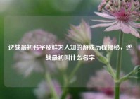 逆战最初名字及鲜为人知的游戏历程揭秘，逆战最初叫什么名字