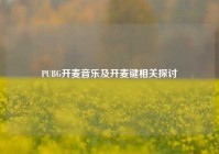 PUBG开麦音乐及开麦键相关探讨