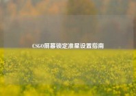 CSGO屏幕锁定准星设置指南