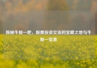 探秘牛股一吧，股票投资交流的宝藏之地与牛股一览表