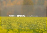 探秘 DNF 官方世界，www.dnf.qq.com