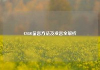 CSGO留言方法及发言全解析