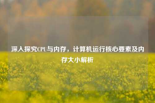 深入探究CPU与内存，计算机运行核心要素及内存大小解析