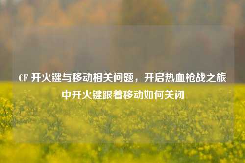 CF 开火键与移动相关问题,开启热血枪战之旅中开火键跟着移动如何关闭