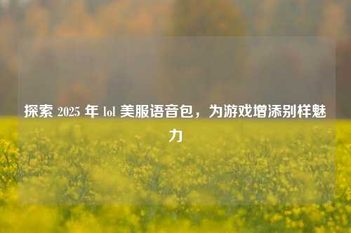 探索 2025 年 lol 美服语音包，为游戏增添别样魅力