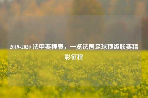 2019-2020 法甲赛程表，一览法国足球顶级联赛精彩征程