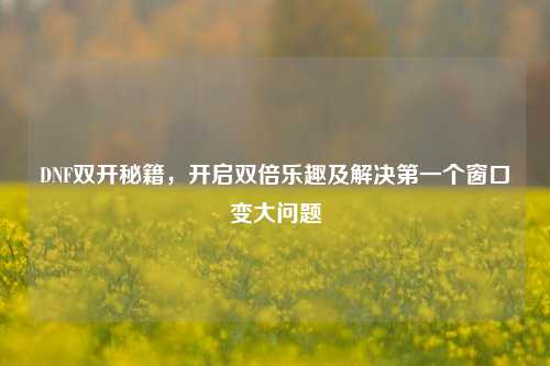 DNF双开秘籍,开启双倍乐趣及解决第一个窗口变大问题