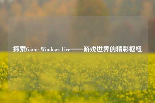 探索Game Windows Live——游戏世界的精彩枢纽