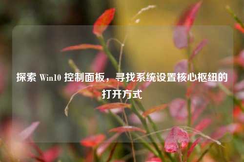 探索 Win10 控制面板，寻找系统设置核心枢纽的打开方式