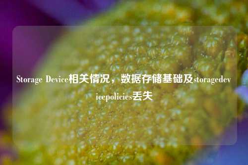 Storage Device相关情况,数据存储基础及storagedevicepolicies丢失