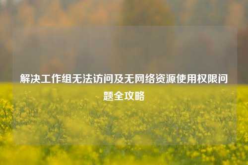 解决工作组无法访问及无网络资源使用权限问题全攻略