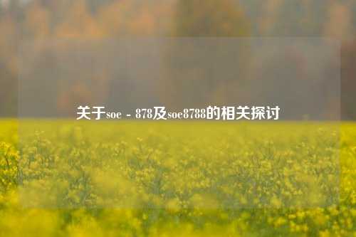 关于soe - 878及soe8788的相关探讨