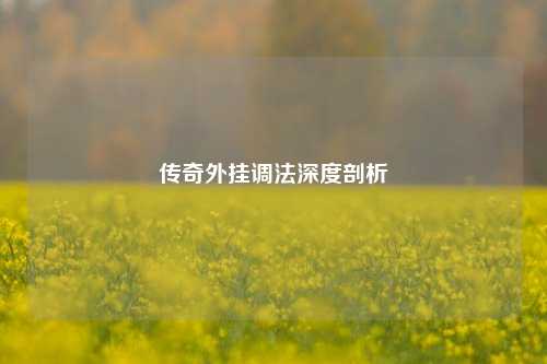 传奇外挂调法深度剖析
