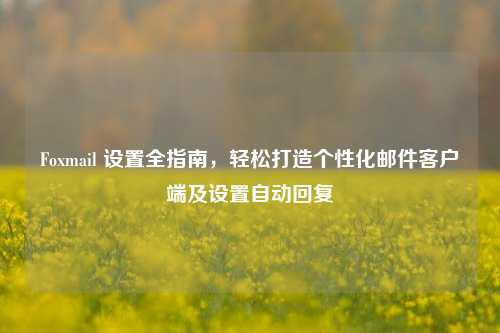 Foxmail 设置全指南，轻松打造个性化邮件客户端及设置自动回复