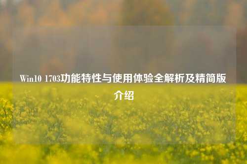 Win10 1703功能特性与使用体验全解析及精简版介绍