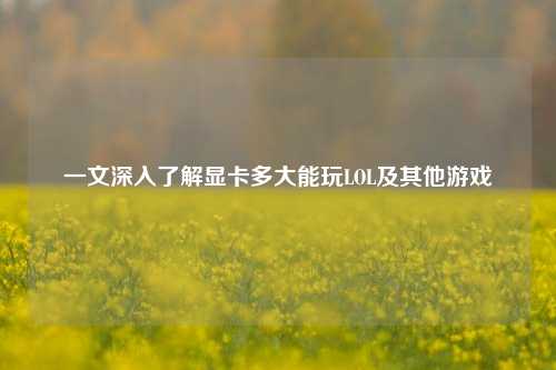 一文深入了解显卡多大能玩LOL及其他游戏