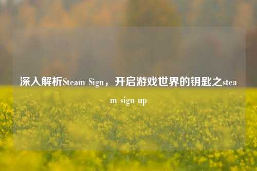 深入解析Steam Sign,开启游戏世界的钥匙之steam sign up