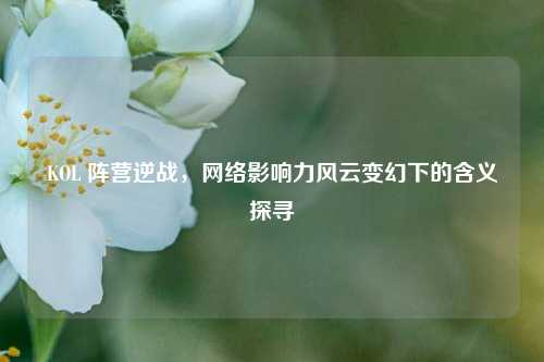KOL 阵营逆战，网络影响力风云变幻下的含义探寻