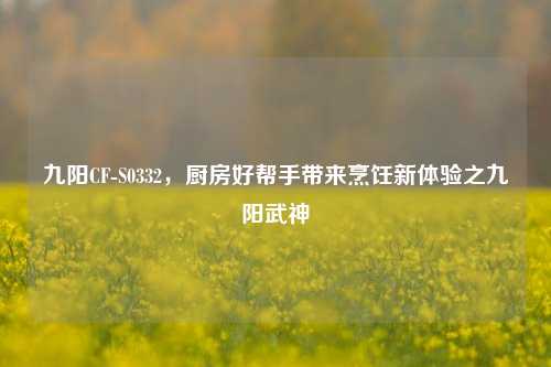 九阳CF-S0332，厨房好帮手带来烹饪新体验之九阳武神