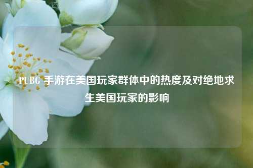 PUBG 手游在美国玩家群体中的热度及对绝地求生美国玩家的影响