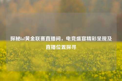 探秘lol黄金联赛直播间，电竞盛宴精彩呈现及直播位置探寻