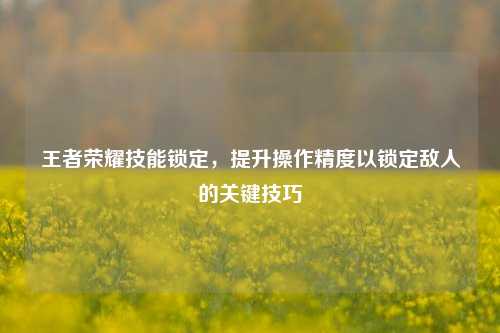 王者荣耀技能锁定，提升操作精度以锁定敌人的关键技巧