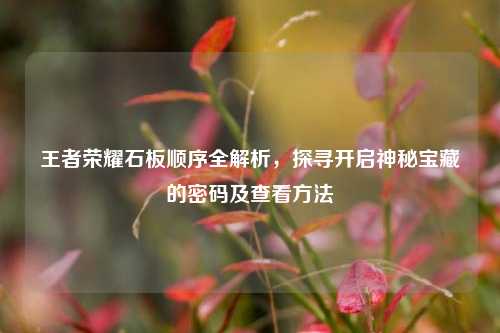 王者荣耀石板顺序全解析,探寻开启神秘宝藏的密码及查看方法
