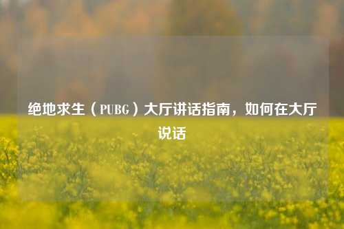 绝地求生（PUBG）大厅讲话指南，如何在大厅说话