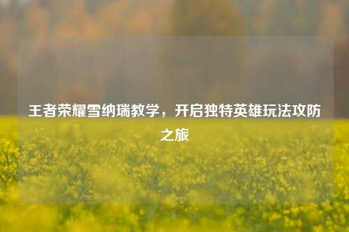 王者荣耀雪纳瑞教学,开启独特英雄玩法攻防之旅