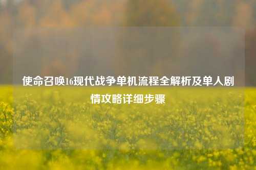 使命召唤16现代战争单机流程全解析及单人剧情攻略详细步骤
