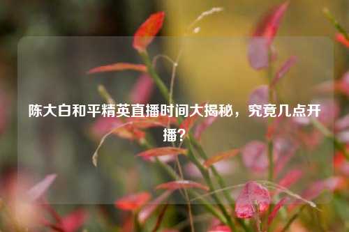 陈大白和平精英直播时间大揭秘，究竟几点开播？