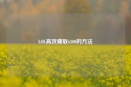 LOL高效赚取6300的方法