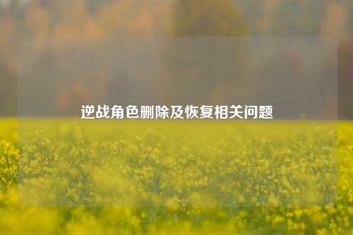 逆战角色删除及恢复相关问题
