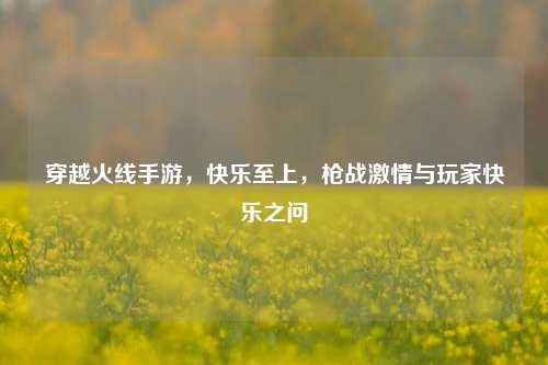 穿越火线手游，快乐至上，枪战激情与玩家快乐之问