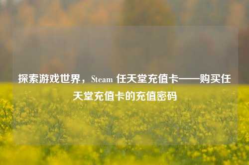探索游戏世界，Steam 任天堂充值卡——购买任天堂充值卡的充值密码