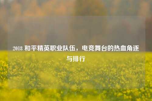2018 和平精英职业队伍，电竞舞台的热血角逐与排行