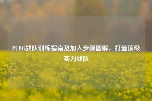 PUBG战队训练指南及加入步骤图解,打造顶级实力战队