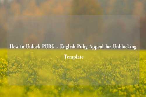 How to Unlock PUBG - English Pubg Appeal for Unblocking Template