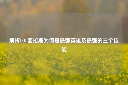解析LOL塞拉斯为何是最强英雄及最强的三个技能