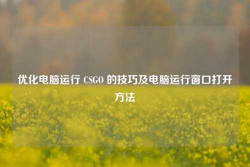 优化电脑运行 CSGO 的技巧及电脑运行窗口打开方法