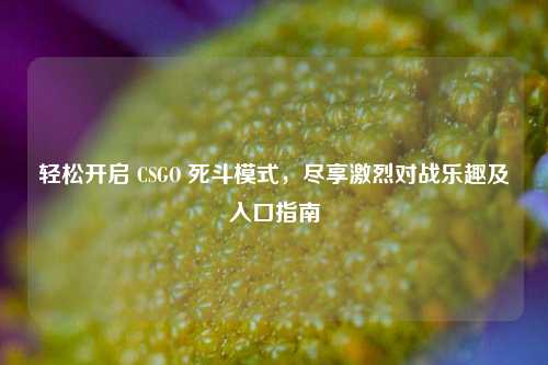 轻松开启 CSGO 死斗模式，尽享激烈对战乐趣及入口指南