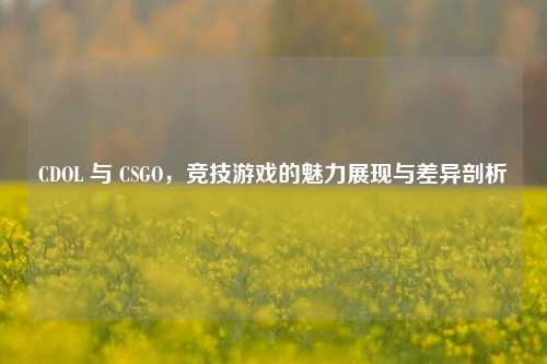 CDOL 与 CSGO，竞技游戏的魅力展现与差异剖析