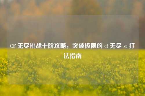 CF 无尽挑战十阶攻略,突破极限的 cf 无尽 st 打法指南
