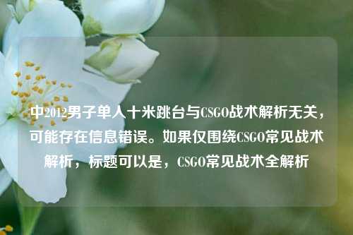 中2012男子单人十米跳台与CSGO战术解析无关，可能存在信息错误。如果仅围绕CSGO常见战术解析，标题可以是，CSGO常见战术全解析