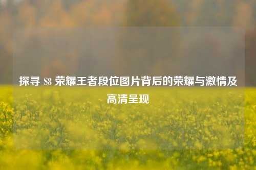 探寻 S8 荣耀王者段位图片背后的荣耀与激情及高清呈现