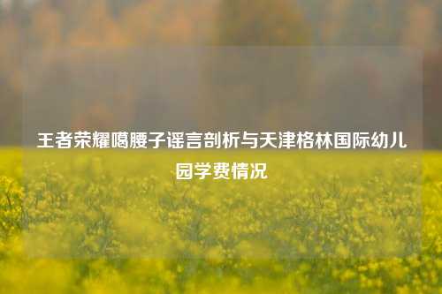 王者荣耀噶腰子谣言剖析与天津格林国际幼儿园学费情况