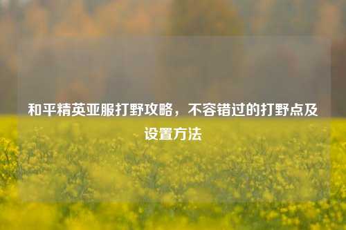 和平精英亚服打野攻略,不容错过的打野点及设置方法