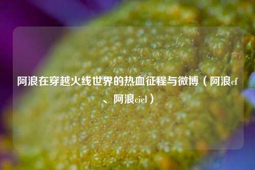 阿浪在穿越火线世界的热血征程与微博（阿浪cf、阿浪ciel）