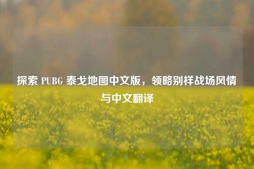 探索 PUBG 泰戈地图中文版,领略别样战场风情与中文翻译