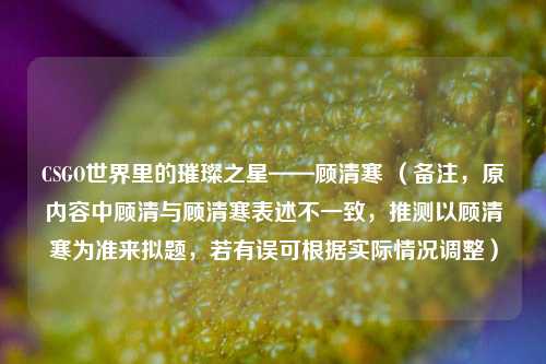 CSGO世界里的璀璨之星——顾清寒 (备注,原内容中顾清与顾清寒表述不一致,推测以顾清寒为准来拟题,若有误可根据实际情况调整)